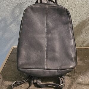 Elegant Charcoal Leather Backpack